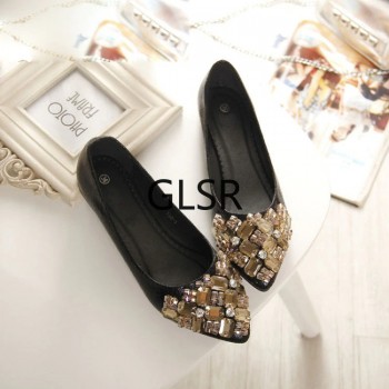 Flats Shoes Women Ballet Princess Shoes For Casual Crystal Boat Shoes Rhinestone Women Flats Gold Black
